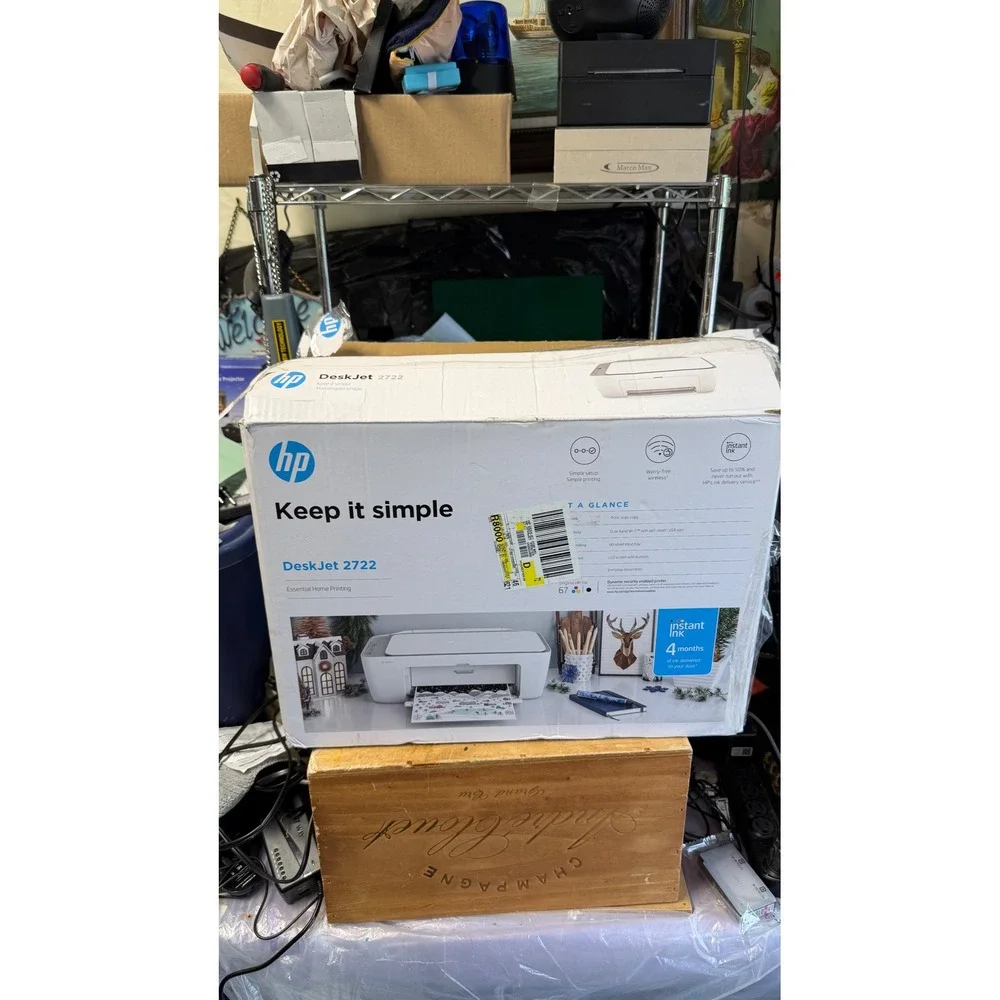 HP DeskJet 2700 All-in-One Wireless Color Inkjet Printer White Grey 7HC67A